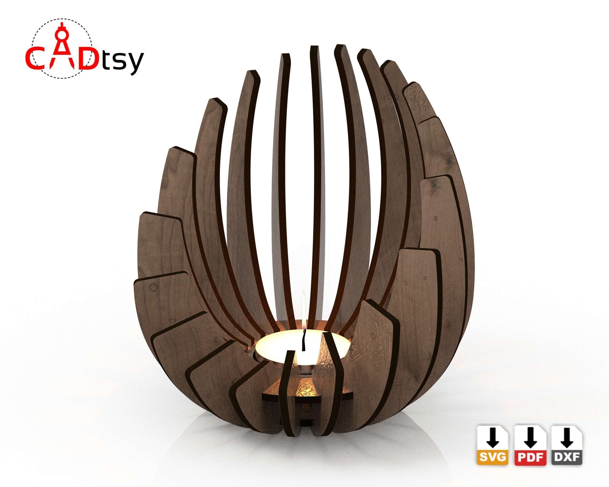 Tea Light Candle Holder. Laser cut wooden brown plywood candlestick Lamp. ball shaped decor for cozy home interior
