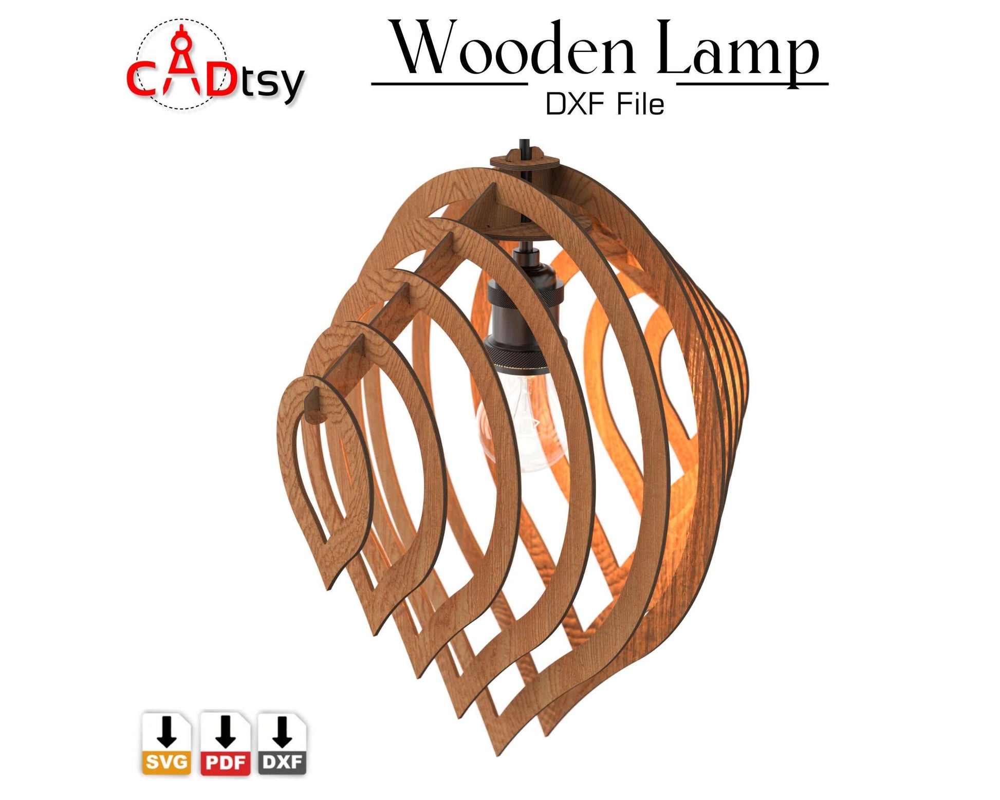 Wooden Lamp Laser Cut File SVG DXF Glowforge Cricut Water Drop Shade CNC Vector Pattern Digital Download