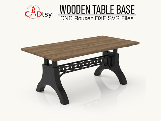 Robust industrial hure style table base leg with a height of 710 mm / 28 inches, presented as a CNC router cut-ready DXF and SVG file, featuring a decorative vector pattern for a strong yet stylish support structure.