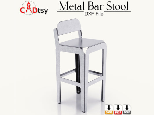 Metal Bar Backrest Stool CNC plasma laser DXF SVG Cutting files, building plans, sheet metal bending plans