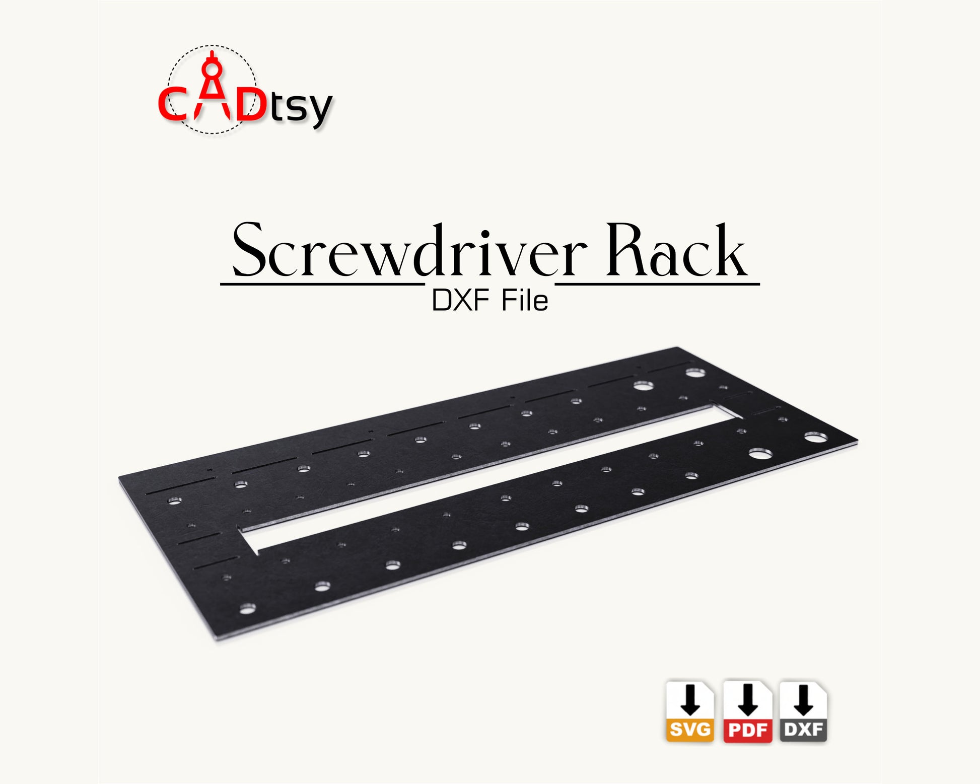 Screwdriver Wall Rack DXF SVG Files, CNC cut Laser Plasma Pattern, Workshop, Garage Tool Organizer