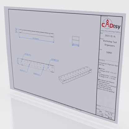 Screwdriver Wall Rack DXF SVG Files, CNC cut Laser Plasma Pattern, Workshop, Garage Tool Organizer