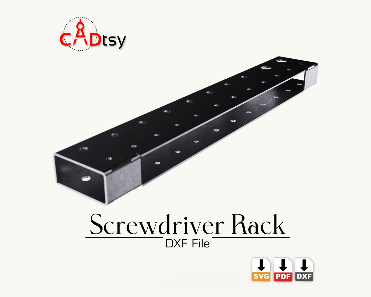 Metal Screwdriver Organizer Rack DXF SVG File - CNC Laser Plasma Cutting tool holder wall mount garage workshop accessory