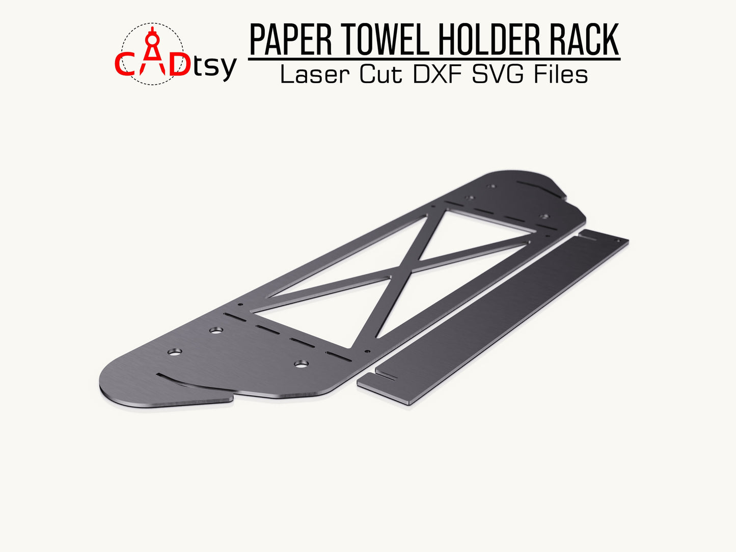 Laser Cut Paper Towel Holder Rack, Wall-Mounted DXF SVG Files for CNC Plasma Cutting, Modern Industrial Kitchen Accessory Design, Workshop and Garage Organizer Digital Download