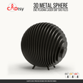 Freestanding 3D metal sphere sculpture assembled from interlocking ribs