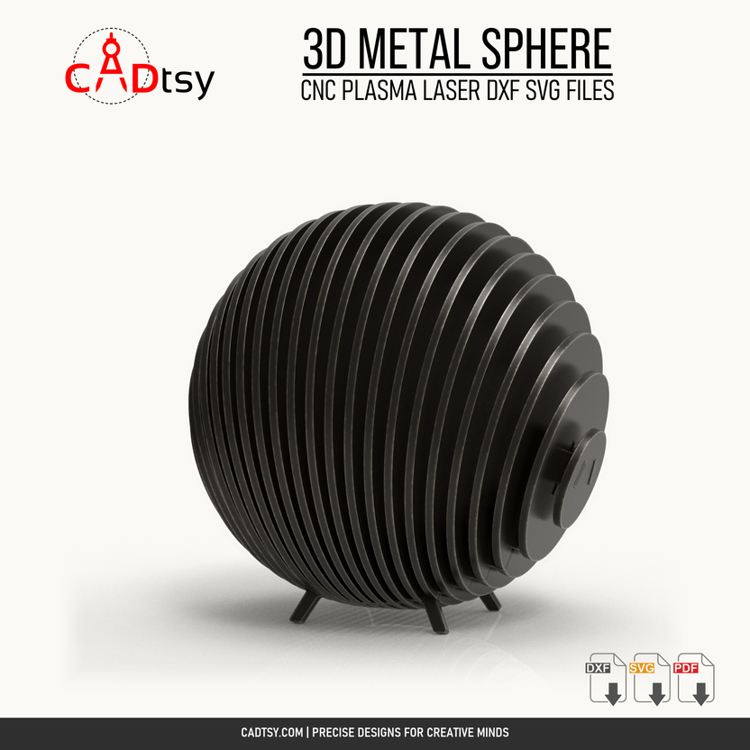 Freestanding 3D metal sphere sculpture assembled from interlocking ribs