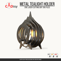 Assembled layered metal tealight candle holder with a warm light