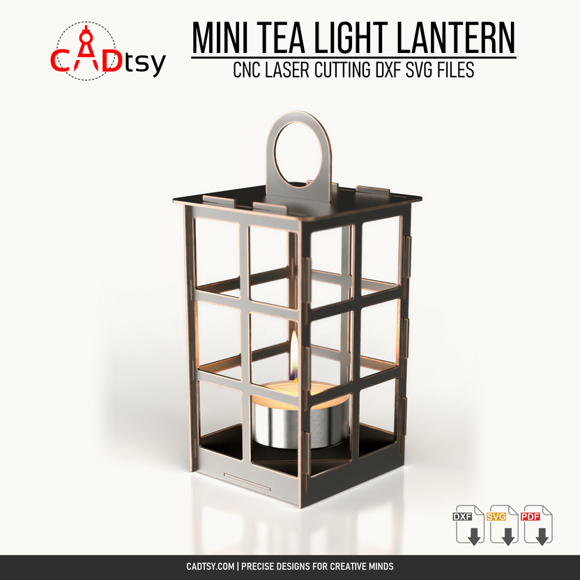 Mini metal tea light lantern CNC laser cutting file cover