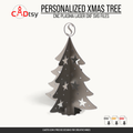 Assembled interlocking metal Christmas tree with letter S topper