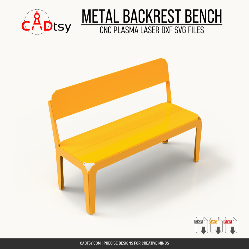 1200 millimeter metal backrest bench DXF and SVG CNC cutting file cover image