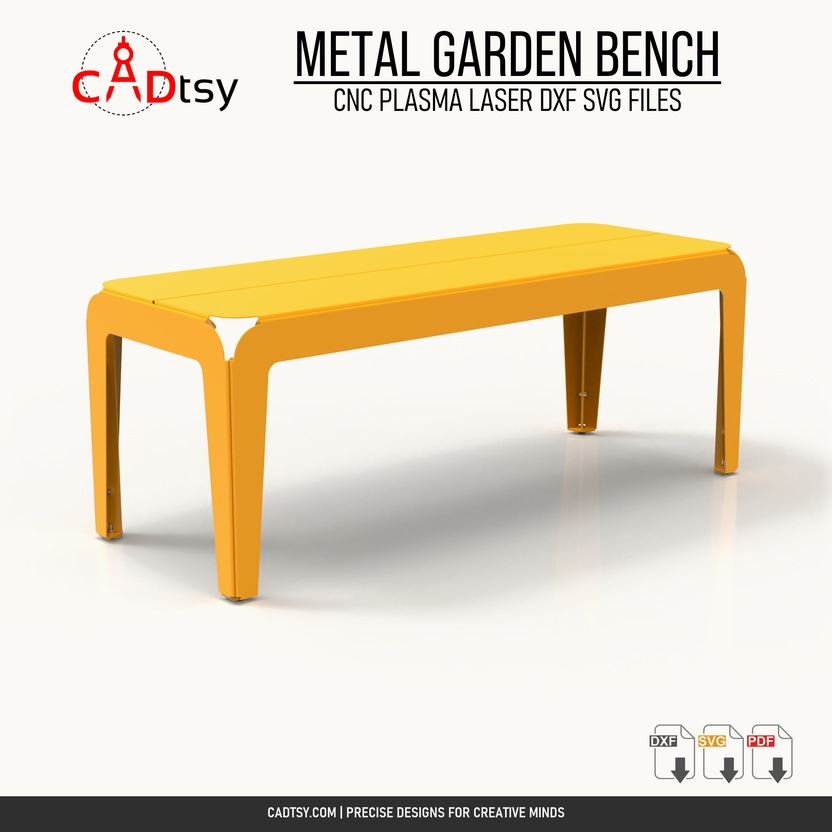 1200 millimeter flat metal bench DXF and SVG CNC cutting file cover image