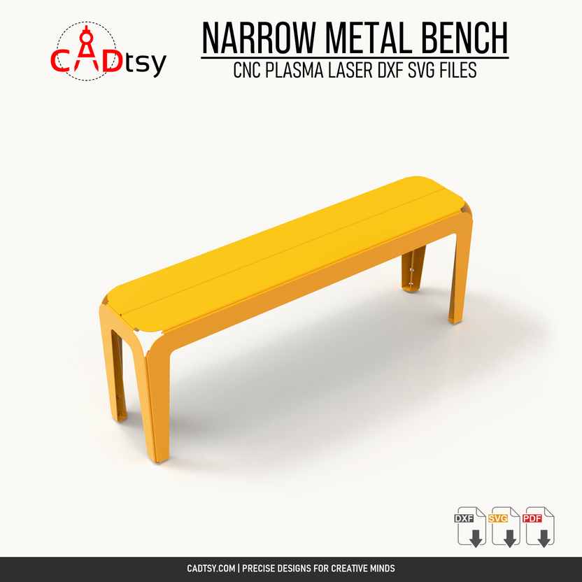 1200 millimeter narrow metal bench DXF and SVG CNC cutting file cover image