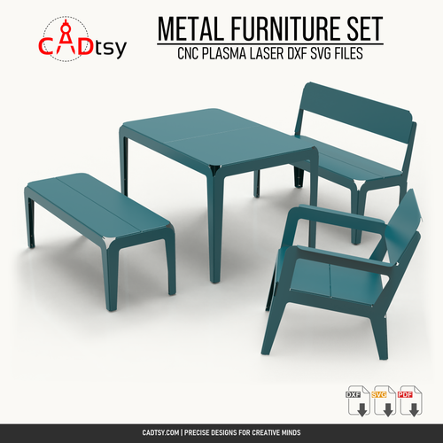 Four-piece outdoor metal furniture set DXF and SVG CNC cutting file cover image