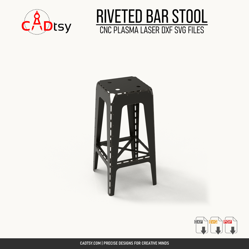Riveted metal bar stool DXF and SVG CNC cutting file cover