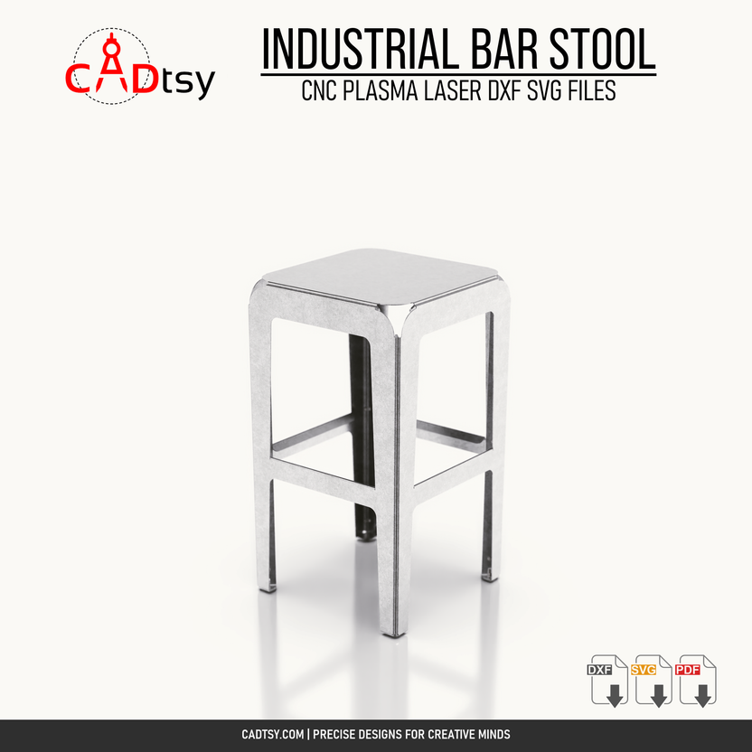 Industrial sheet metal bar stool DXF and SVG CNC cutting file cover