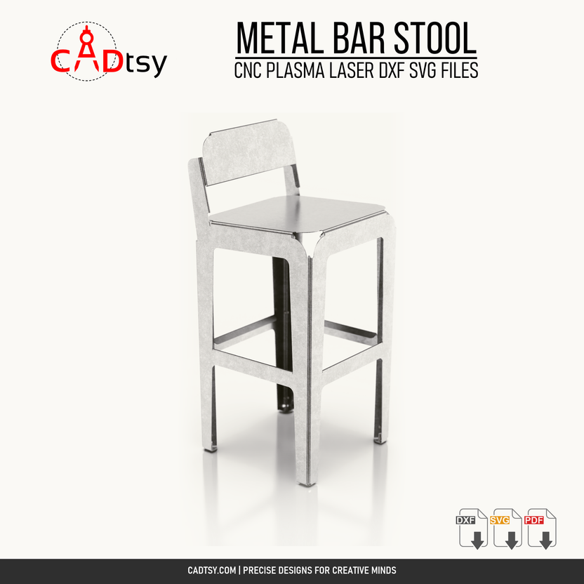 Metal backrest bar stool DXF and SVG CNC cutting file cover image