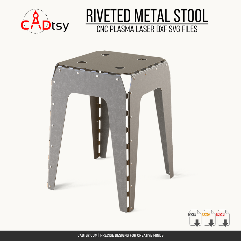 Riveted metal stool DXF and SVG CNC cutting file cover