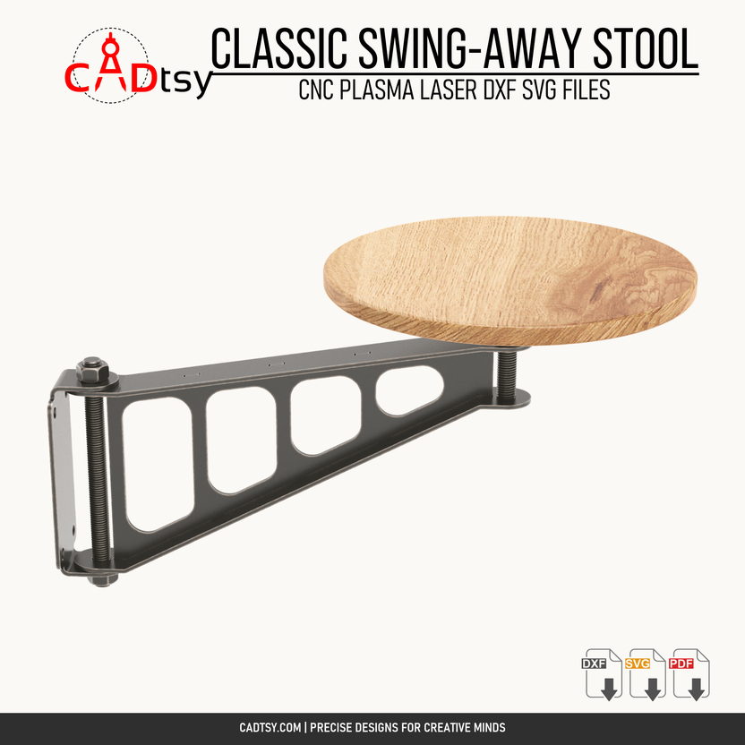 Classic wall-mounted swing-away bar stool DXF and SVG CNC cutting file cover