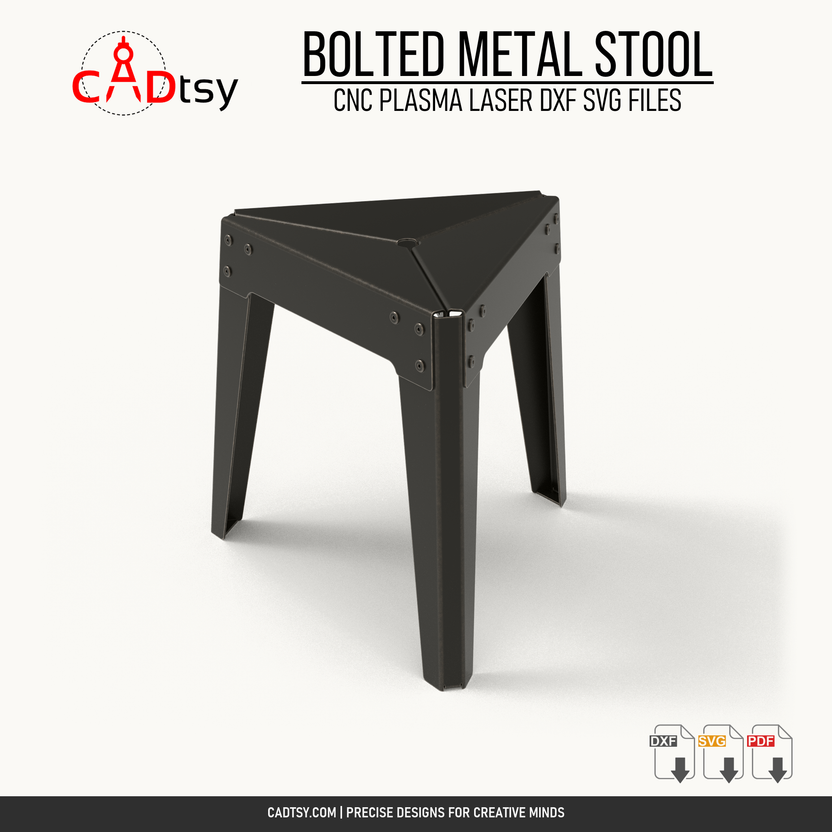 Bolted sheet metal stool DXF and SVG CNC cutting file cover