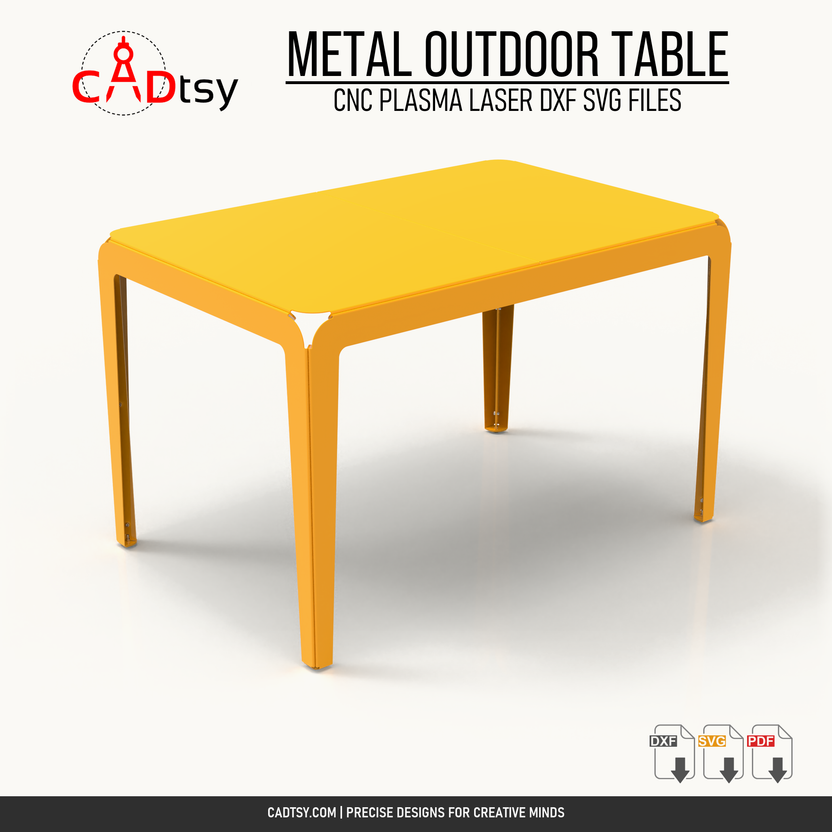 1200 by 800 millimeter metal outdoor table DXF and SVG CNC cutting file cover image