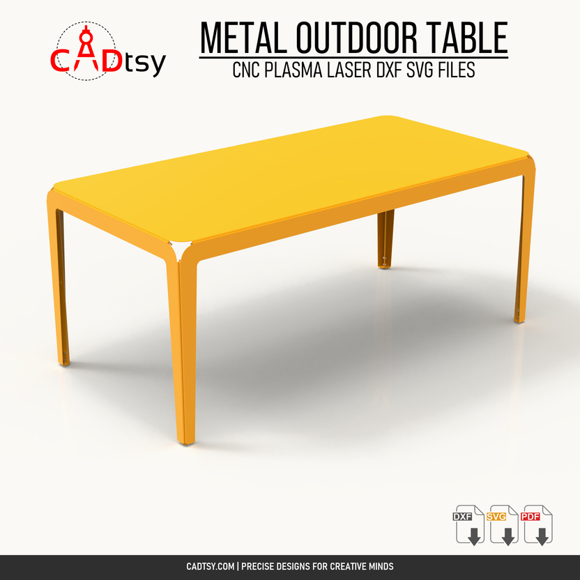 1800 by 900 millimeter metal outdoor table DXF and SVG CNC cutting file cover image