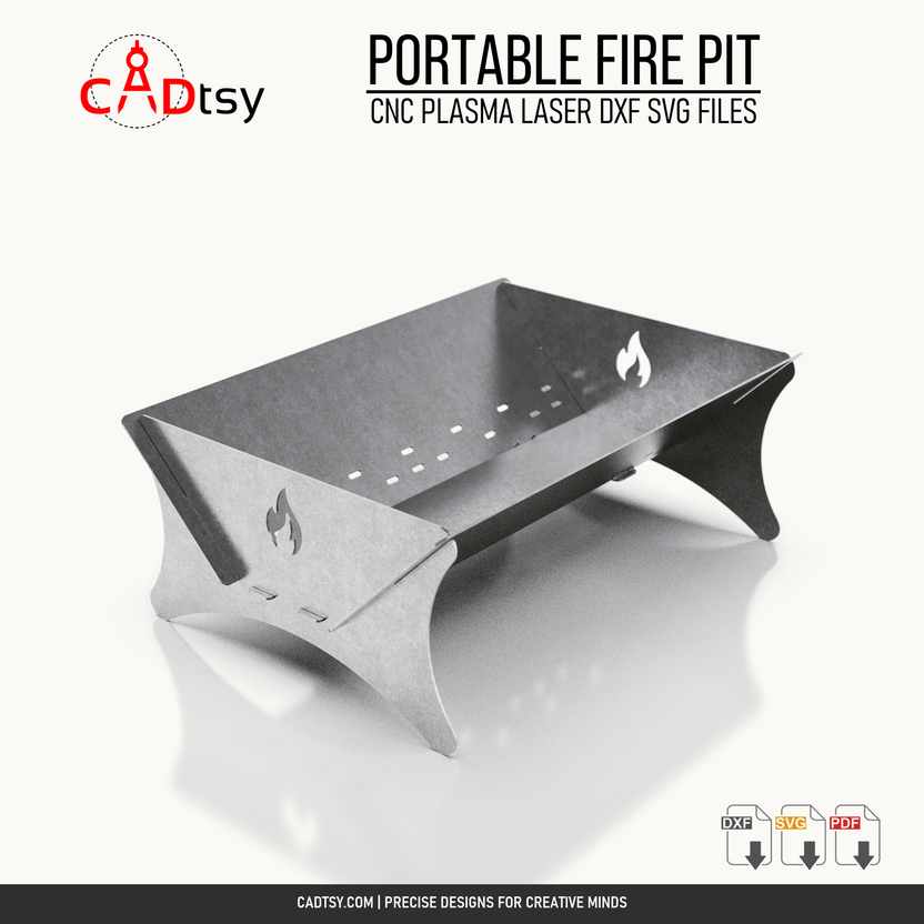 Portable fire pit DXF and SVG CNC plasma and laser cutting file cover