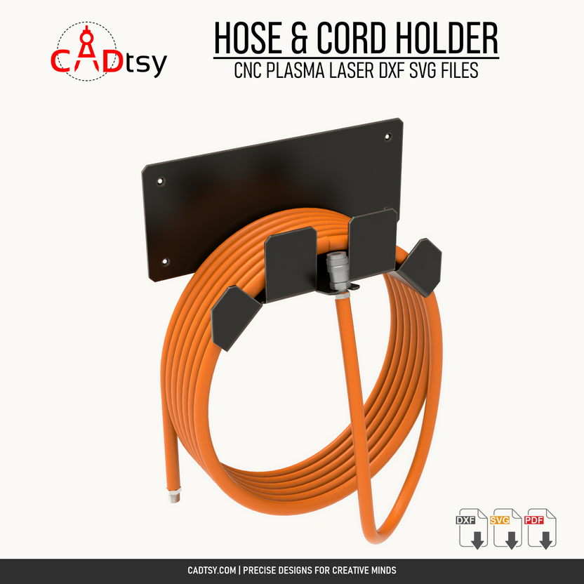 Wall-mounted metal air hose and extension cord holder CNC file cover