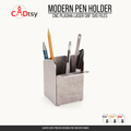 Modern two-compartment sheet-metal pen holder with writing tools