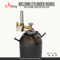 Welding gas cylinder fitted with dual accessory hooks