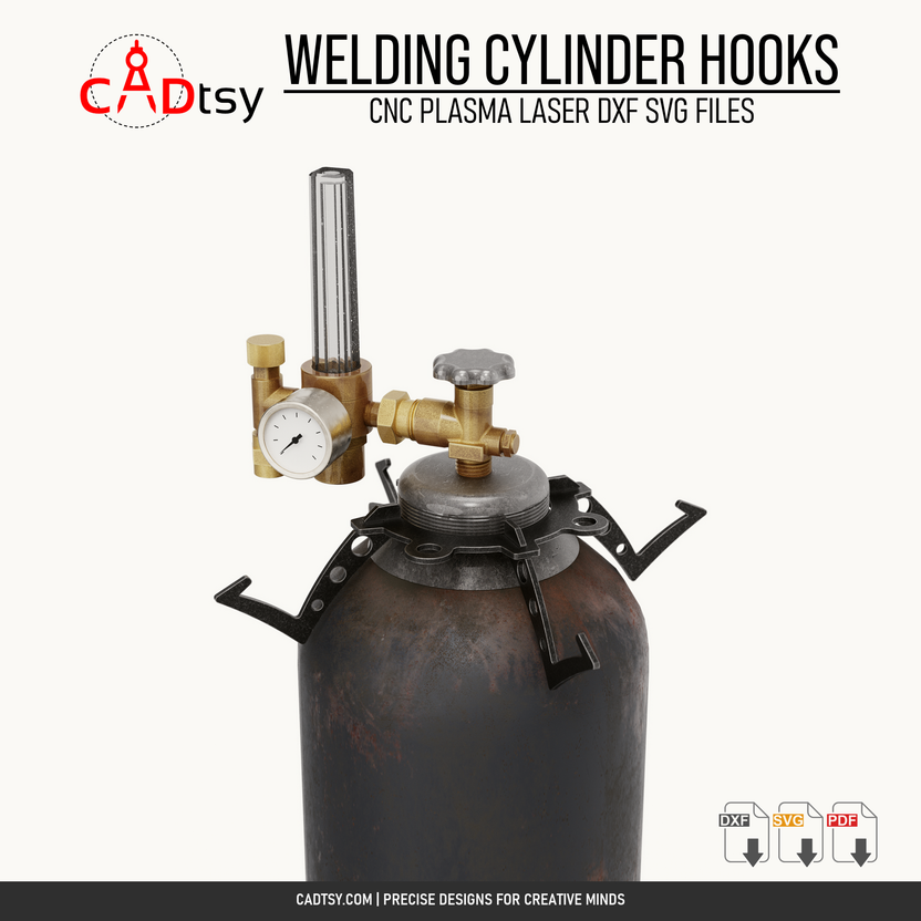 Welding gas cylinder fitted with dual accessory hooks