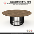 Finished 700 mm round radial metal table base shown with a wood tabletop