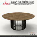 Round D900 radial metal table base shown with a wood tabletop