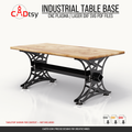 Industrial steel table base shown with a wood tabletop for context