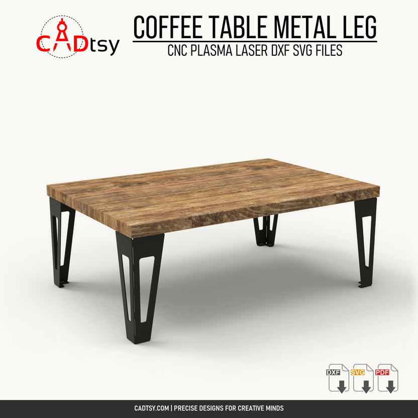 Coffee table built with 305 mm single-cutout metal legs