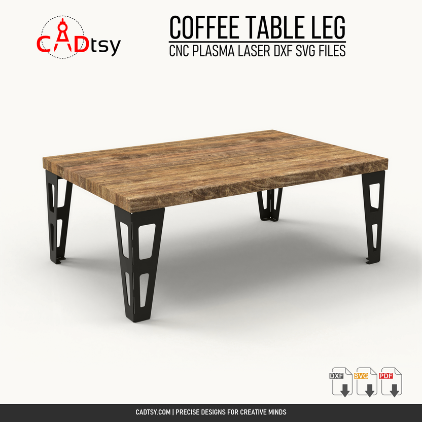 Coffee table with double-cutout formed metal legs