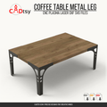 Coffee table built with curved perforated 410 mm metal legs