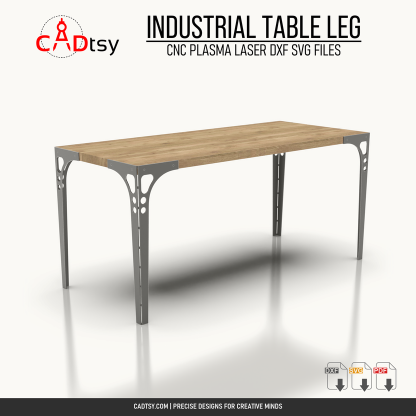 Industrial metal table leg DXF and SVG CNC cutting file cover