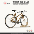 Wooden floor bike stand supporting a bicycle