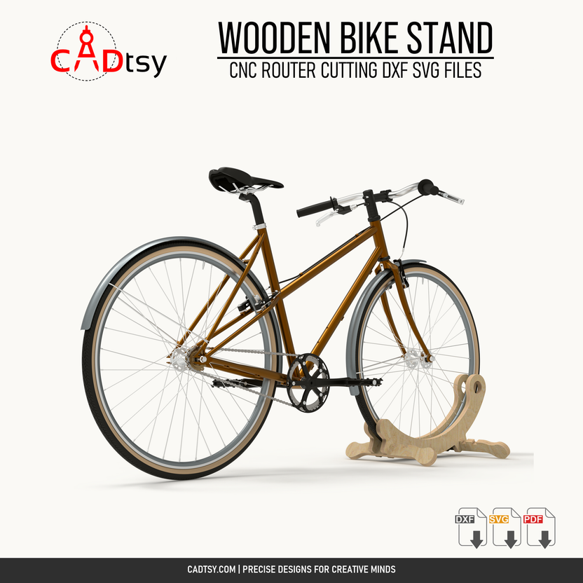 Wooden floor bike stand supporting a bicycle