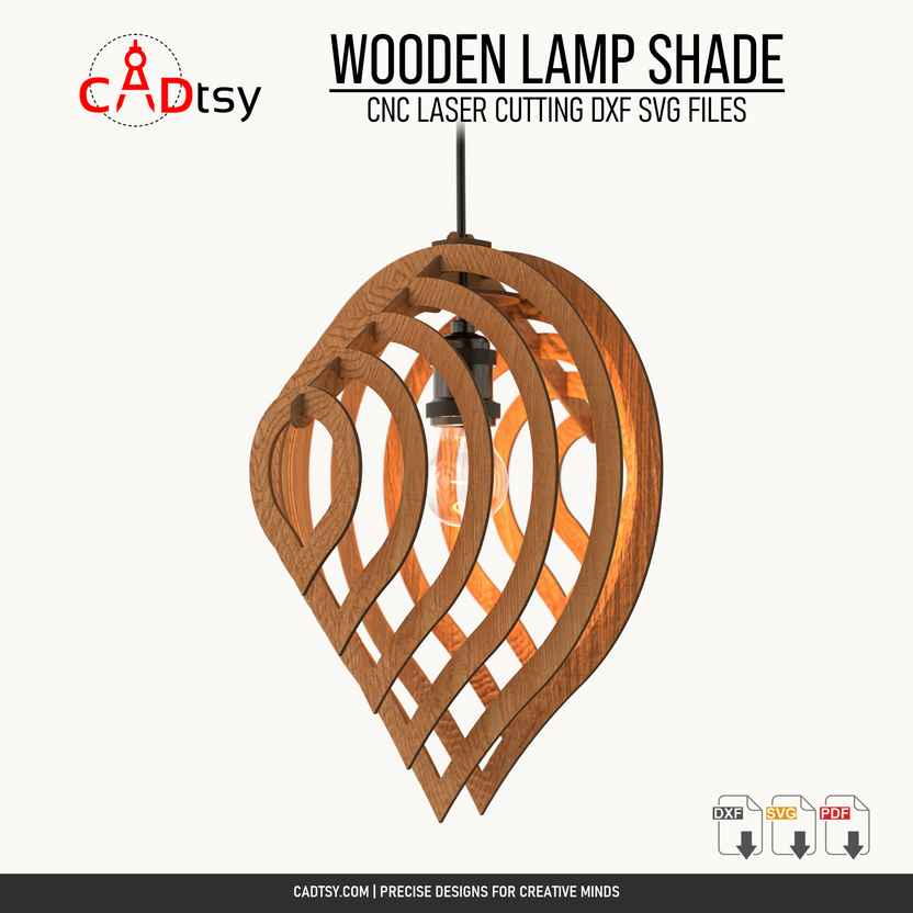 Water-drop wooden pendant lamp shade for CNC laser cutting