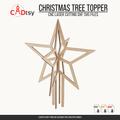 Assembled interlocking wooden Christmas tree topper star in perspective view