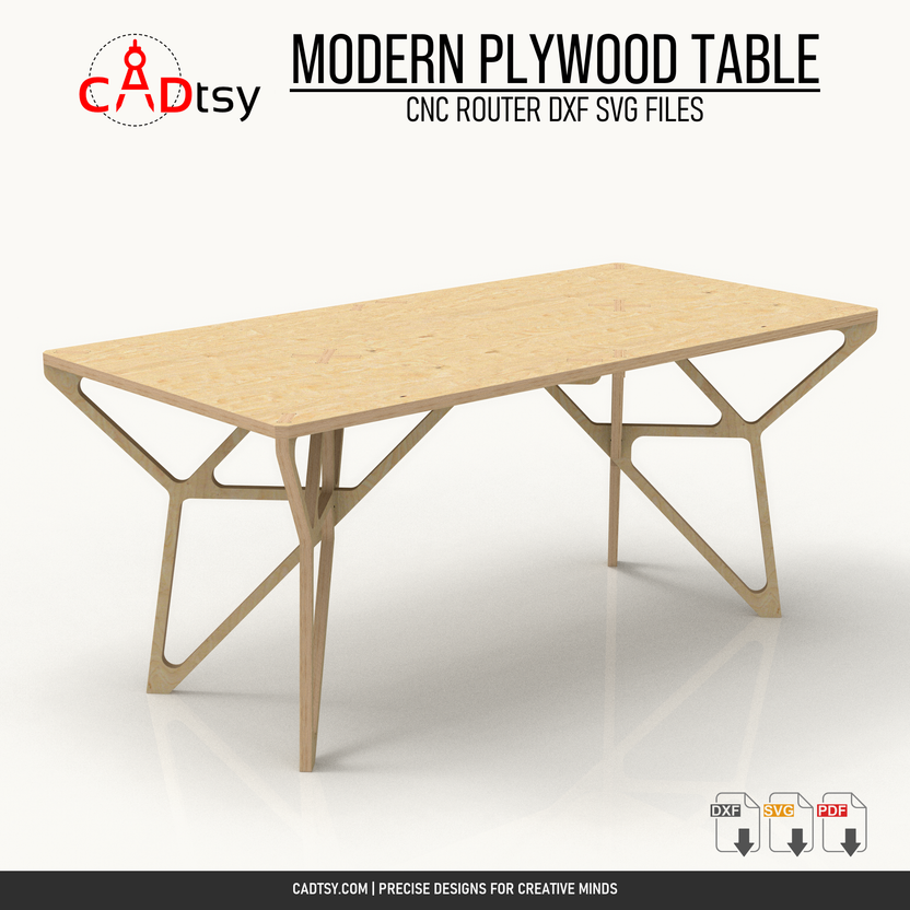 Modern plywood table DXF and SVG CNC router file cover
