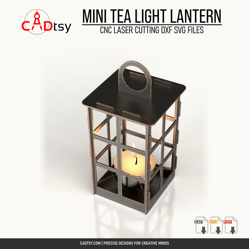 Illuminated perspective of the assembled mini tea light lantern