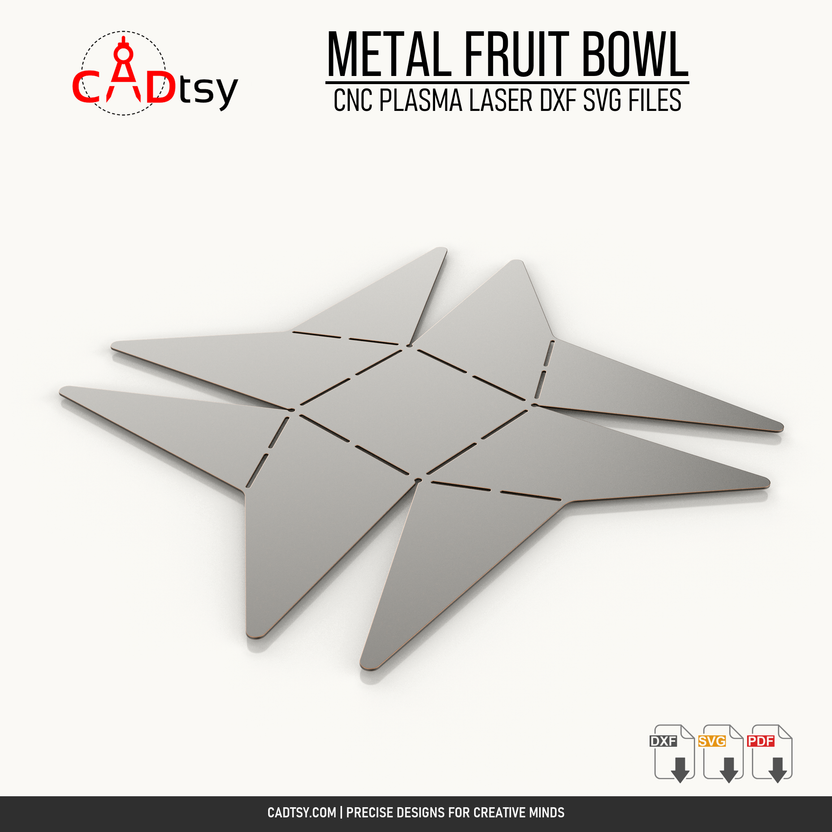 Single-piece 380 by 380 millimeter CNC flat layout for the metal fruit bowl