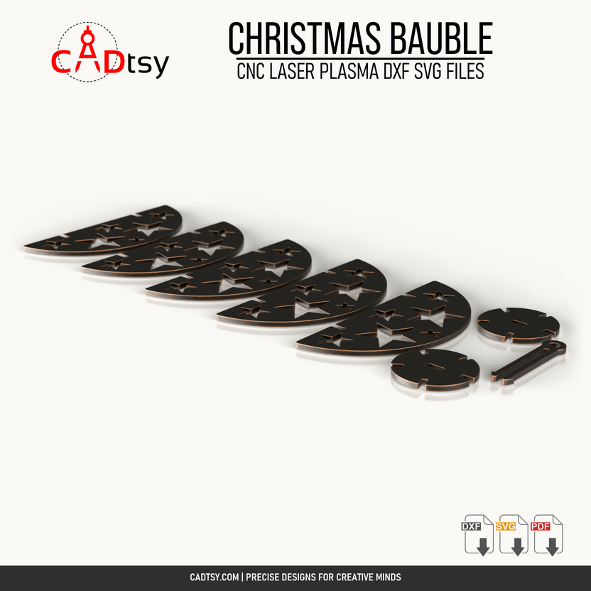 CNC flat pattern parts for the interlocking Christmas bauble ornament