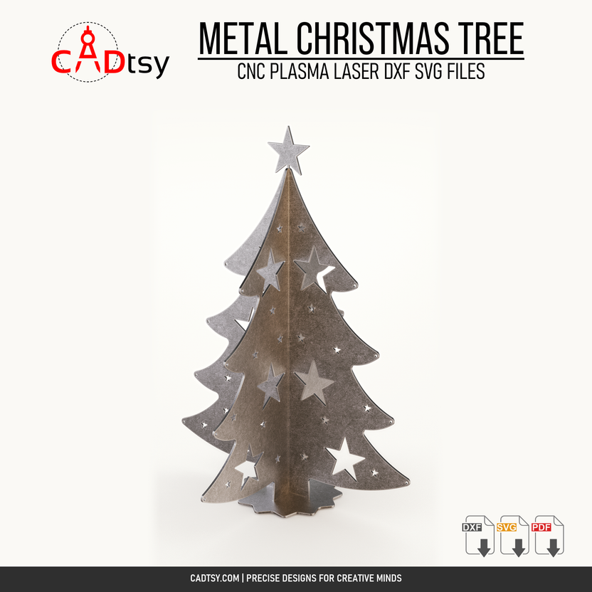 Close perspective of the assembled interlocking metal Christmas tree