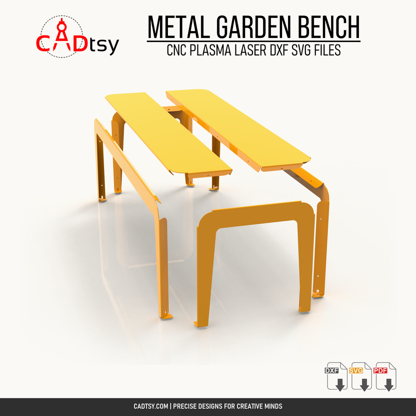 Exploded construction view of the 1400 millimeter sheet metal bench