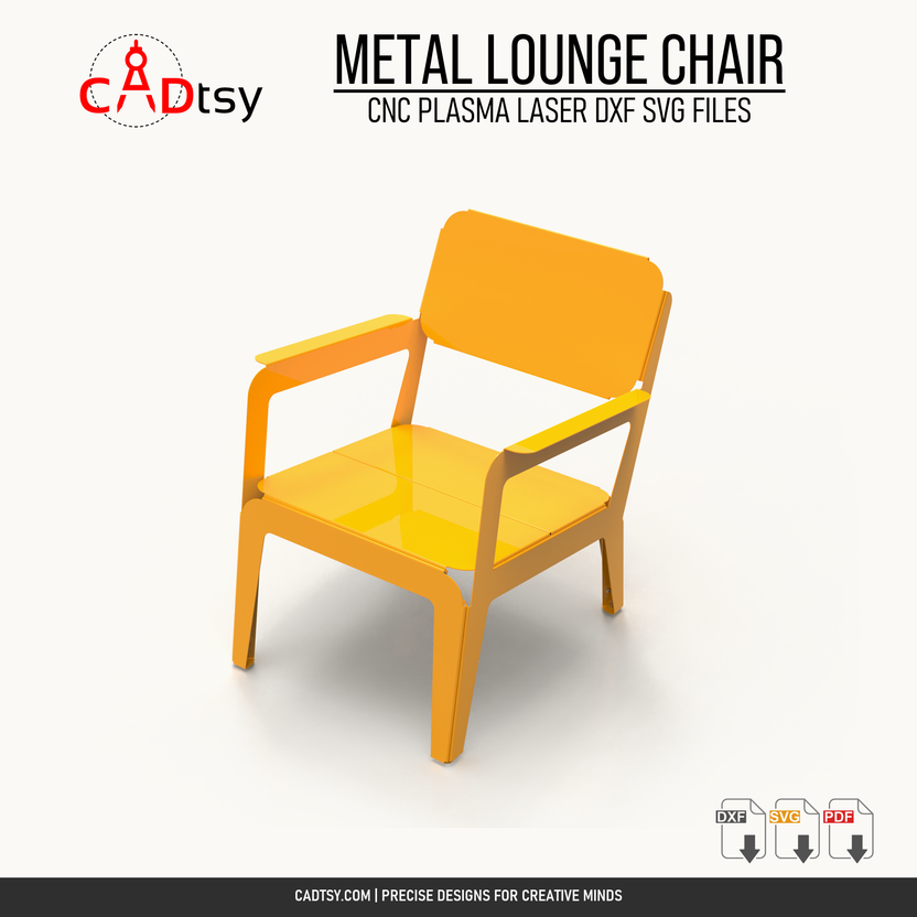 Front perspective of the sheet metal outdoor lounge chair