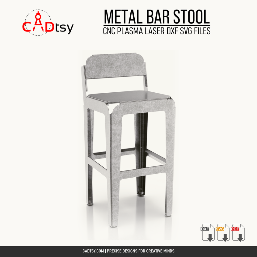 Front perspective of the sheet metal backrest bar stool