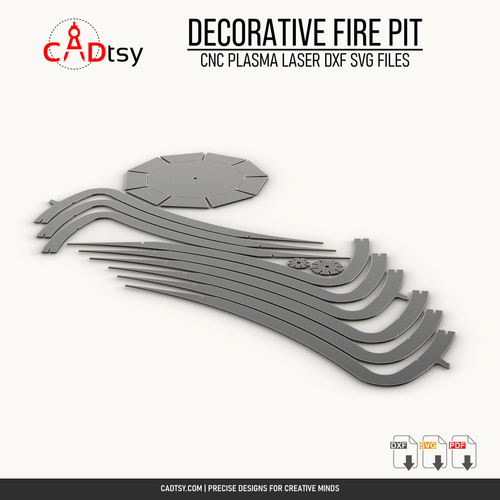 Flat CNC-cut components for the decorative metal fire pit